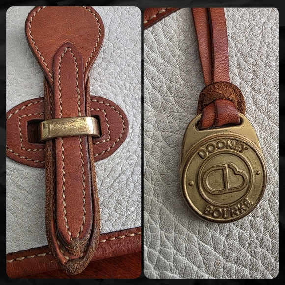 Dooney & Bourke Equestrian Crossbody White Tan Pebbled Leather Bag Vintage 80s - Picture 12 of 16